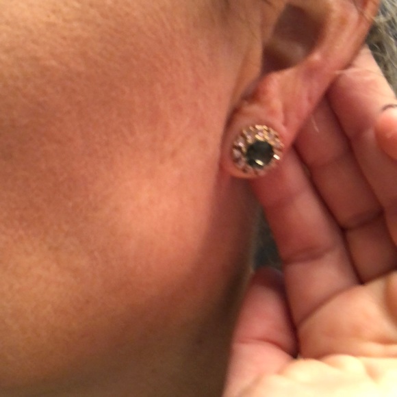 Crystal Glimmer Circle Stud Earrings - Picture 7 of 8